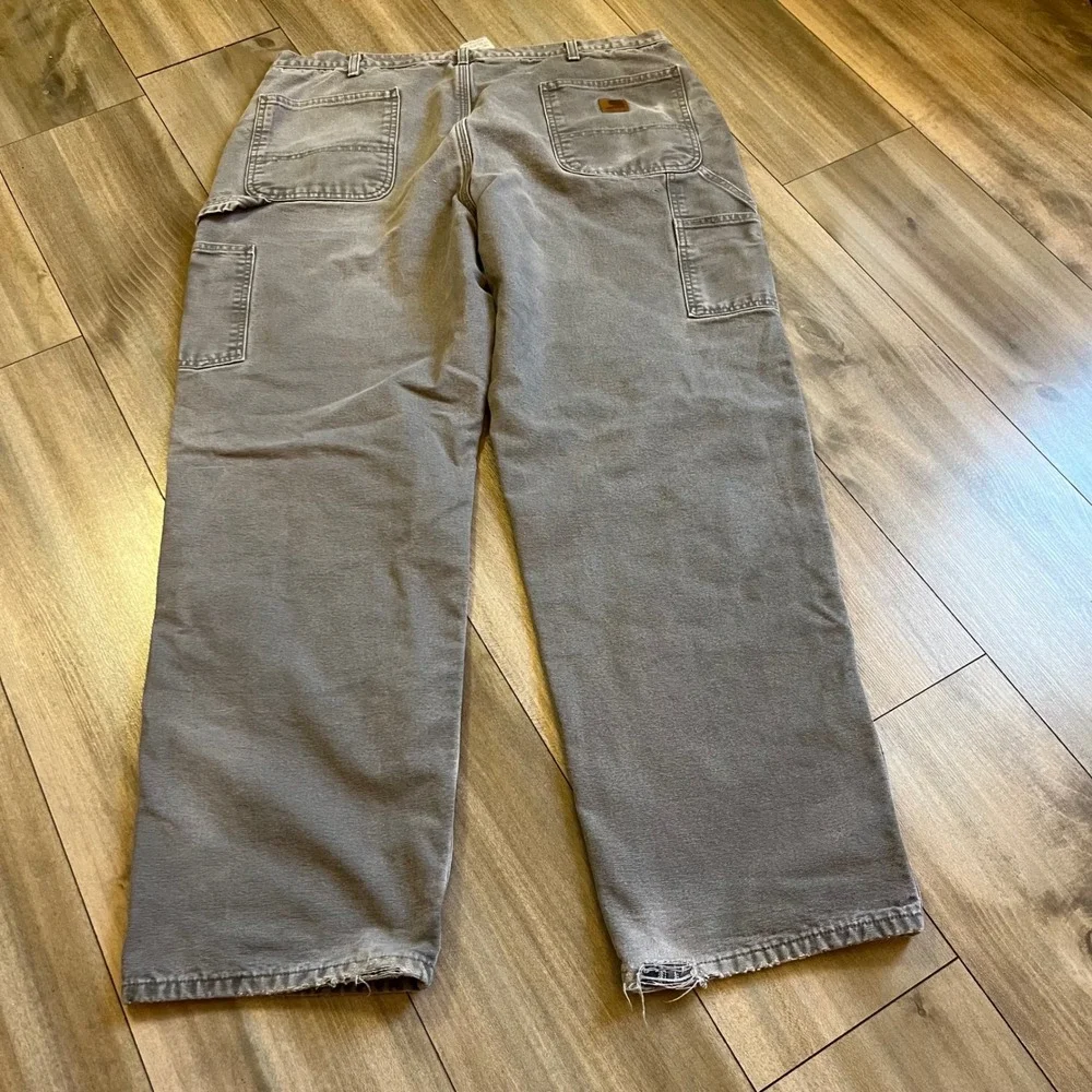 Carhartt B111 GVL Flannel Lined Duck Canvas Carpenter Pants Gray 40x32 Mens - Picture 6 of 7